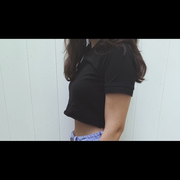 Missguided black polo crop top - Picture 2 of 2